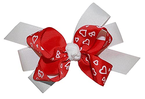 WD2U Lányok Piros-Fehér Szív Valentin-Nap Boutique Haj Íj Aligátor Csipesz USA-ban