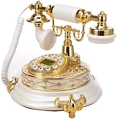 LHLLHL Antik Vezetékes Klasszikus Retro Fehér Vintage Rögzített Asztal Telefonon Tett Gyanta Home Office Díszíteni