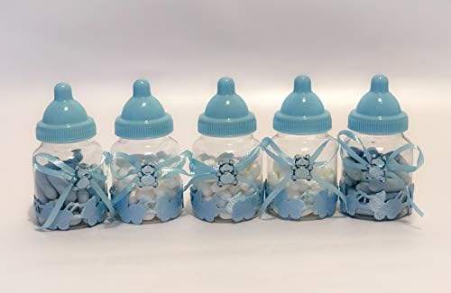 120pcs Mini Baba Üveg Műanyag, Kék cumisüveg, Baby Shower Szívességet, Fiú Üveg Szívességet, Baba Zuhany Dekoráció, Baba Megszórjuk