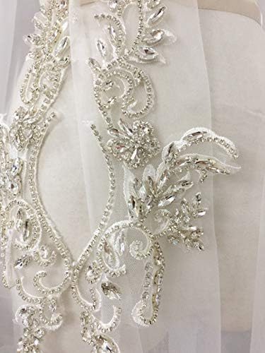 SELCRAFT 1 Pár 2 Db Gyönyörű Tiszta 3D Strasszos Gyöngyös Menyasszonyi Csipke Rátét Esküvői Szárny Menyasszonyi Haj, Virág Boutique