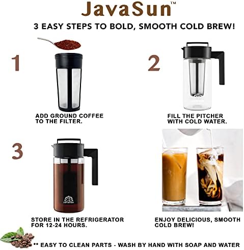 JavaSun Deluxe Hideg Sört, Kávéfőző, 1.5 Liter strapabíró, BPA MENTES Tritan Dobó