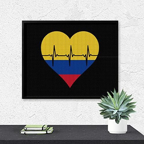 A szerelem Kolumbia Szívverés Gyémánt Festmény Készletek 5D DIY Teljes Gyakorlat Strasszos Művészeti Fali Dekor, hogy a Felnőttek 16x20