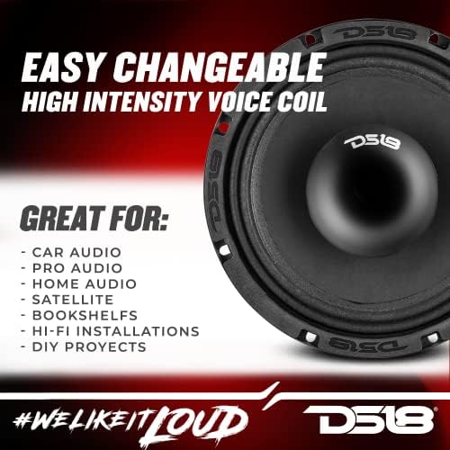 DS18 PRO-HY8.4MSL 8 Cm Sekély Hibrid középkategóriás Autó Audio Hangszóró, Beépített Driver and Grill Tartalmazza 400W Max 200W RMS 4 Ohm (1