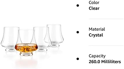 LUXBE - Bourbon Whisky Kristály Üveg Italt, Állítsa be a 4 - Széles Kóstoló Poharat - Kézműves - Jó Konyak, Brandy, Whisky -