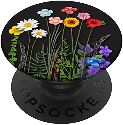 Fekete Virágmintás Csokor Virág Telefon Popper PopSockets Cserélhető PopGrip