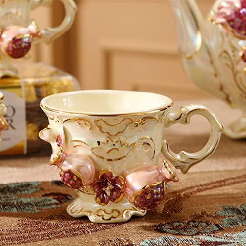 általános háromdimenziós gránátalma kávé, tea set set kávéscsésze szett Amerikai-magyar kerámia virág délutáni tea szett tálcával (Szín :