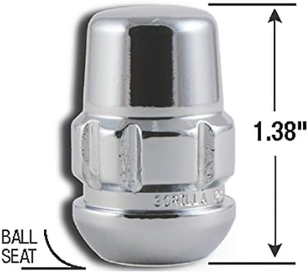 Gorilla Autóipari Termékek 38431XL Chrome Kerék Lock, a Készlet 4 (Székhely 12mm x 1.50 Szál Méret)