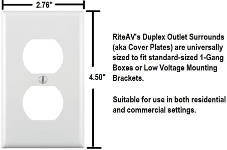 RiteAV Duplex Outlet Fali Tányér, Edény Aljzat Fedelét, Elektromos Csatlakozó Fedelét, Normál méretű 1-Banda - Fehér (2 Csomag)