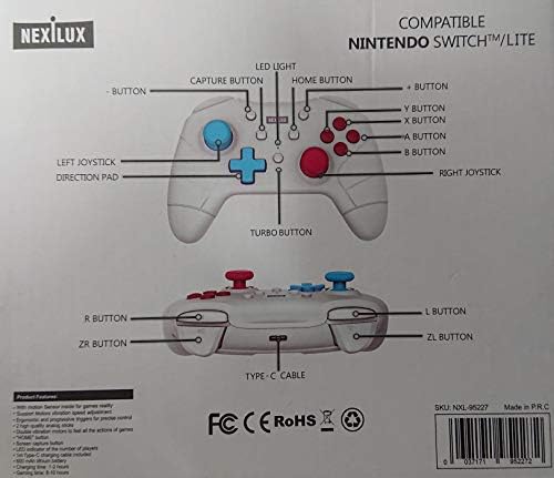 NEXiLUX Vezeték nélküli Mini Pro Kontroller Kompatibilis a Nintendo Kapcsoló (Mozgásérzékelő & Turbo Megerősített), PC, Android