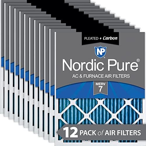 Északi Tiszta 14x25x1 MERV 7 Rakott Plusz Szén-AC Kemence légszűrők 12 Csomag