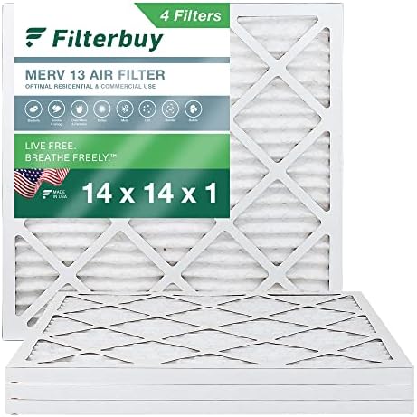 Filterbuy 14x14x1 Levegő Szűrő MERV 13 Optimális Védelem (4-Pack), Rakott HVAC AC Kemence Levegő Szűrő Csere (Általában Méret: 13.50 x