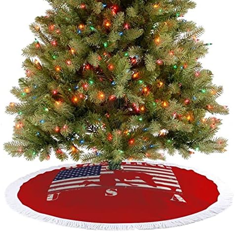 Birkózás Amerikai Zászló karácsonyfa Szoknya Holiday Party Dekoráció Tassel Csipke