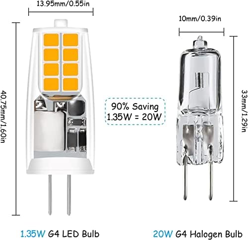 VALUCKY G4 LED Izzó 12V,1.35 W /20W Equivalent3000K Meleg Fehér Fény, 360° - Os sugárzási Szög, Nem több, Nem dimmable10 Csomag