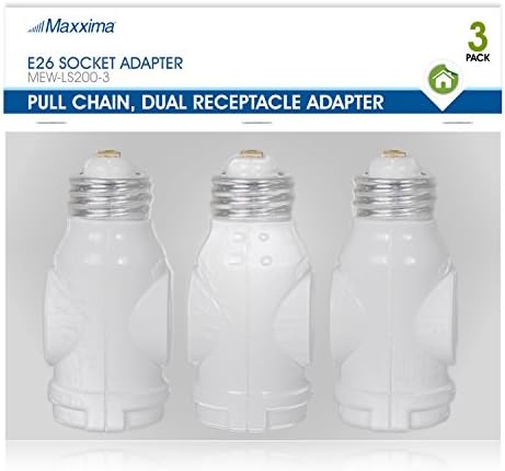 Maxxima Dual Kilépő Fény Csatlakozó Adaptert, Húzza a Láncot, Viszont E26 Szabványos Lámpa Foglalat a Konnektor (Csomag 3)