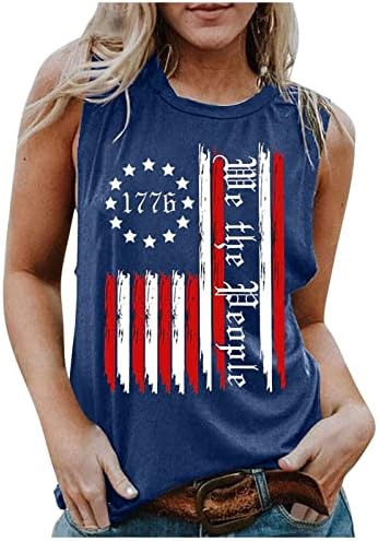 Mi, A Nép, az Amerikai Zászló Tartály Tetejét a Nők július 4-Ing Ujjatlan USA Grafikus Hazafias Tees ok-Okozati Cami Nyári Felsők