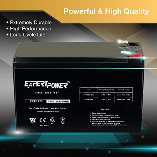 ExpertPower® 12V 7.2 AH Zárt Ólom-Sav (SLA) Újratölthető Akkumulátor Biztonsági Riasztó Rendszer F2 Terminálok || EXP1272
