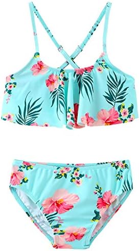 A lányok Két Darab Bikini Fürdőruha Hawaii Virágos fürdőruha Gyerekeknek Nyári Beach Fürdőruha Szett 3-16 Év