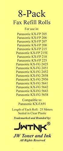 8-Csomag csak a KX-FA91 Fax Film Szalag Utántöltő Tekercs Használata Panasonic KX-FP205 KX-FP215 KX-FP215E KX-FP225 KX-FG2425 KX-FG2451