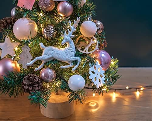 Aetygh 18 cm-es Rózsaszín Mini karácsonyfa, Asztali karácsonyfa Égő Dísz, valamint Fa Tetején, Karácsonyi Dísz, Otthon, Konyha,