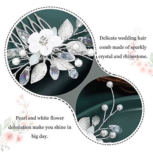Casdre Virág Menyasszonyi Haj Fésű Ezüst Strasszos Menyasszony Esküvői Oldali Comb Haj Darab Gyöngy Haj Kiegészítők Nők, Lányok