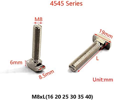 M8X40 T Slot Bolt szénacél Kalapács Fej Csavar a 4545 Sorozat T Slot Alumínium Extrudált Európai Szabvány (20 Db)