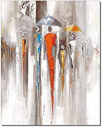 Absztrakt Ember Az Esőben, Esernyővel - Ban Kézzel Festett olajfestmény, Vászon Absztrakt Wall Art Dekoráció Nappali, Hálószoba, Iroda