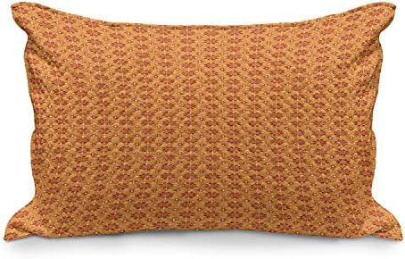 Lunarable Törzsi Steppelt Pillowcover, Virág, Lomb Bohém Damaszkuszi a Vérnarancs Hangok Bloom Levelek Keleti, Standard King Size