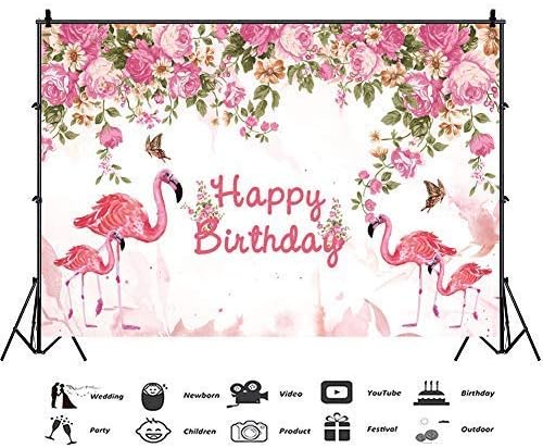 Baocicco 5x3ft Flamingo Boldog Szülinapot Hátteret Kínai Rózsa Hátteret, Rózsaszín Happy Birthday Party Fotózás Háttérben, Lányok,