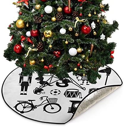 CUPADA Karácsonyi Fekete Játékok karácsonyfa Szőnyeg Vízálló Fa Szoknya,Diótörő Robot Karácsony Fa Állvány Tálca Szőnyeg Padló Protector