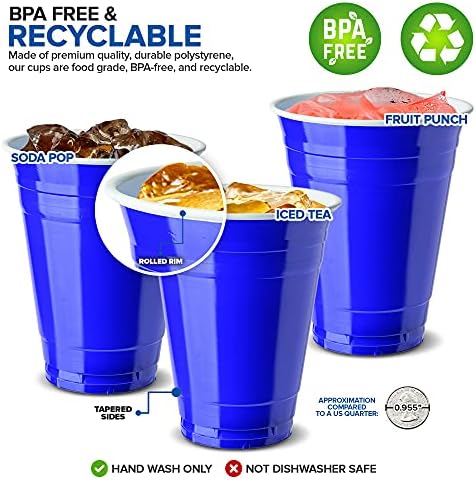 Raktáron Az Otthoni Kék Műanyag Poharak Egyszerhasználatos, 16oz (100 Gróf), nagy teherbírású, Nagy Buli Kupa Pack Tömeges Csomag