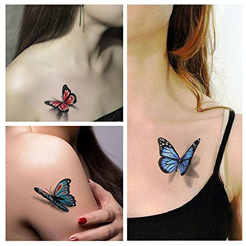 KARVIER Pillangó Tetoválás Gyerekeknek Női - 110 Db 3D Tetoválás, Színes Body Art Ideiglenes Tetoválás, Pillangó Party kellék