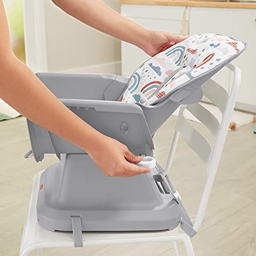 A Fisher-Price SpaceSaver Egyszerű, Tiszta, Magas Szék – Szivárvány Zuhanyzó, hordozható baby-hogy-kisgyermek étkező szék, ülésmagasító, könnyű