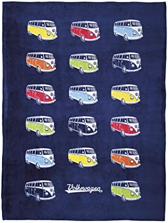 BRISA VW Gyűjtemény - Volkswagen Samba Busz T1 Camper Van Polár Takaró, Meleg, Barátságos & Szuper-Lágy (59.0x74.7 Hüvelyk/Parádé/Kék)