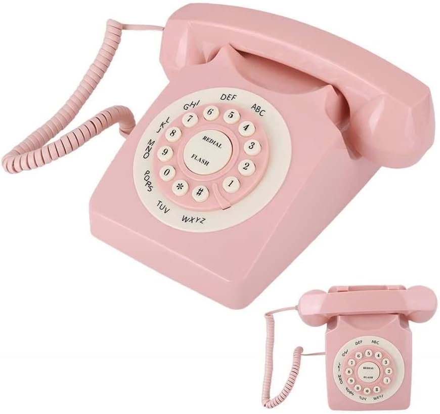 LHLLHL Vintage Hívás Minőségű Vezetékes Telefon, Otthoni Iroda Rózsaszín Euro Telefon Vezetékes Telefon Asztal