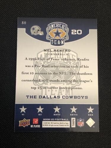 Mel Renfro 2009 Ud Amerika Csapata Aláírt Dedikált Kártya Dallas Cowboys - Dedikált NFL Labdarúgó-Kártyák