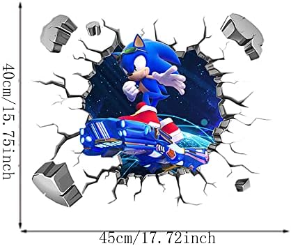 Sonic falimatrica gyerekszobába Nappali Dekor 3D-s Rajzfilm Játék PVC Matricák (P0432)