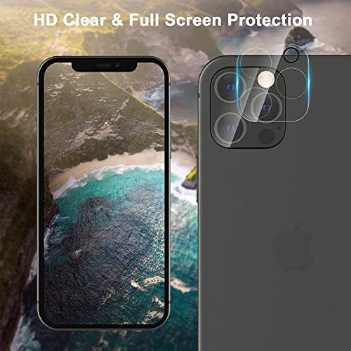 [4Pack] 2db Képernyő Védő Edzett Üveg iPhone 13 PRO MAX 5G (6.7)+2 Csomag Kamera Lencséjét Védő Edzett Üveg iPhone 13 PRO MAX, HD Anti-Semmiből