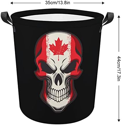 Kanadai Zászló Koponya Szennyes Kosár fogantyúval Kerek Összecsukható Szennyesben Tároló Kosár Hálószoba Fürdőszoba