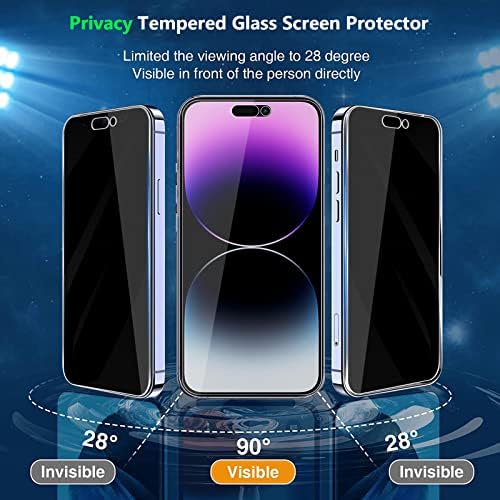 Zeking [3-in-1] iPhone 14 Pro Max Esetben a Kamera Lencséjét Védő, 2 Csomag Adatvédelmi Edzett Üveg kijelző Védő fólia Anti-Spy, sokoldalú