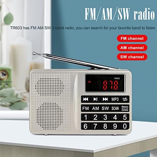 DLOETT Hordozható AM FM SW Rádió Digitális Hangolás Vevő Támogatja az USB TF Kártya MP3 Lejátszó, Hangszóró Újratölthető