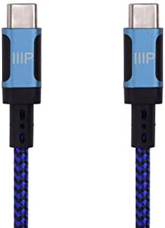 Monoprice USB-C-USB-C 2.0 Kábel - 6 Láb - Kék | Gyors Töltés, Nagy Sebességű, Akár 3A/60W, C Típusú, Kompatibilis az iPhone/iPad/MacBook/Samsung