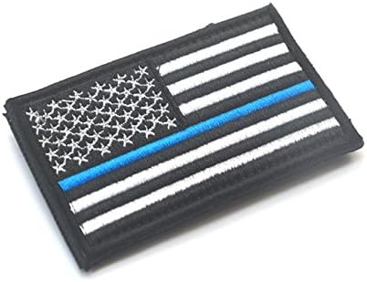 USA Zászló Javítás Vékony Kék Vonal Rendőrség Zászló Amerikai Katonai Hímezni Motoros Motoros Taktikai Teljesen Hímzett Kategória
