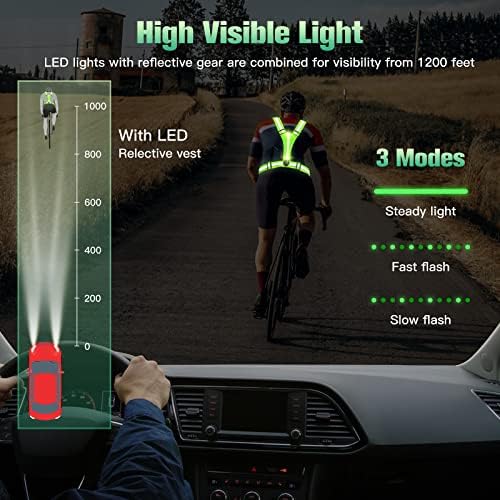 YICFIS Továbbfejlesztett LED Fényvisszaverő Mellény futómű, USB Újratölthető futómű Éjszaka világít Mellény Biztonsági Felszerelés