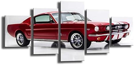 Nagy 5 Db Autó Poszter 1965-Ös Ford Mustang fastback kerékpár AC Shelby Csíkos Art Képek Autó Fali Dekor Art Print Plakátok A Fiúk Szoba, Hálószoba,