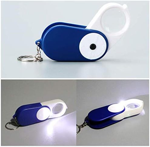 HUANGXING - Összecsukható, Hordozható Kapcsoló Gomb Megvilágítás Nagyító 30X LED-es Kék kulcstartó Nagyító