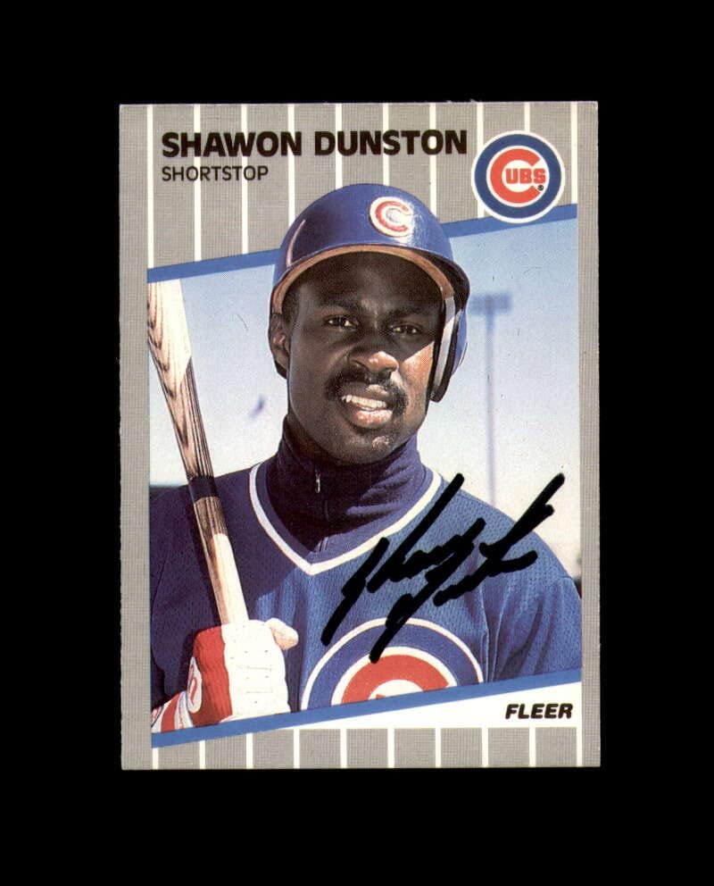 Shawon Dunston Kézzel Aláírt 1989 Fleer Chicago Cubs Autogramot