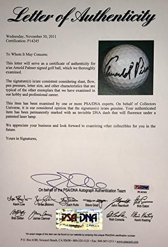 Arnold Palmer aláírt Masters golf labda titleist augusta national 2020 Mesterek psa dns-coa