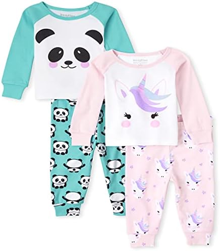 A Gyermekek Hely Baba Kisgyermek Lányok Egyszarvú Panda Viselethez Pamut Pizsama 2-Pack
