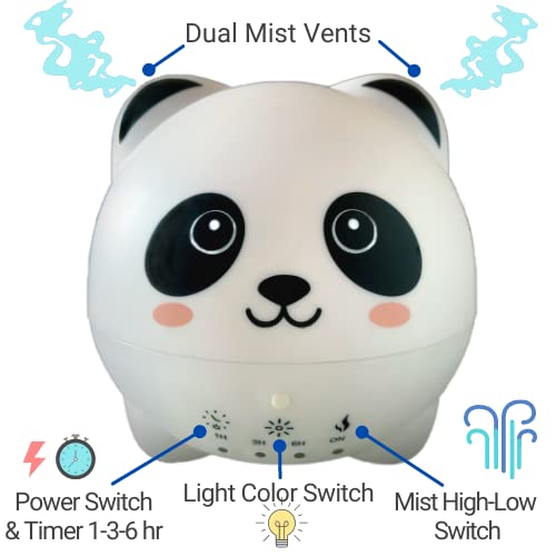 N Cuki Panda illóolaj Diffúzor-300ml Gyerekek Ultrahangos Aroma Diffúzor Párásító, 7 Szín Változó Éjszakai Fény & Sáv az