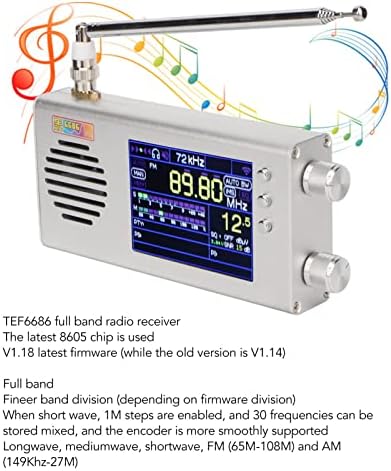 Teljes Zenekar Rádió Vevő, AM FM Rádió, 3.2 inch LCD Kijelző Dual Sztereó Hangszóró MW-os Rövidhullámú Anti-Interferencia Digitális Sztereó